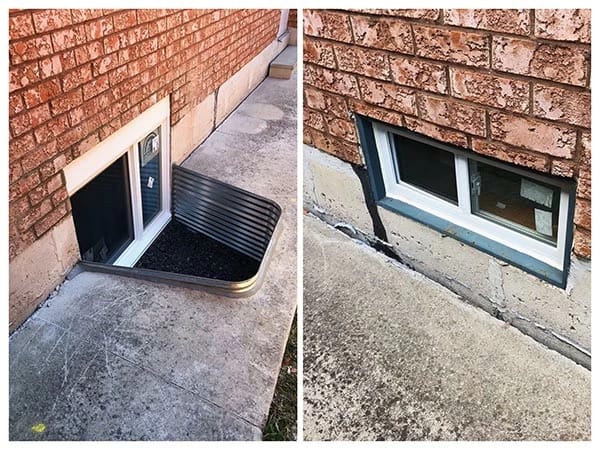 Egress window installation in barrie before and after
