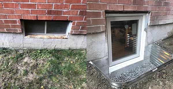 Egress window installation before after
