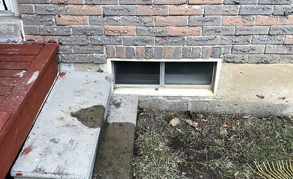 Egress window installation in Brampton Before