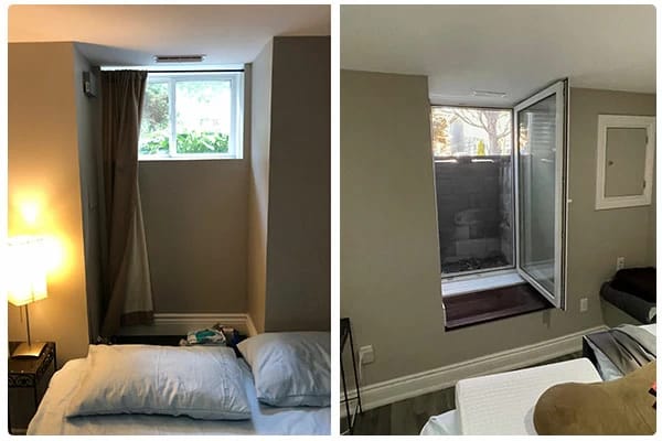 bedroom window enlargement before after