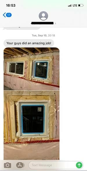Text message from satisfied customer